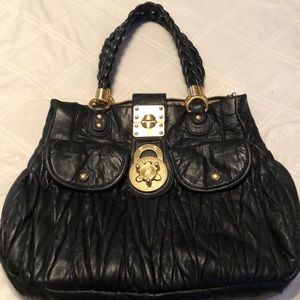 Black leather bag